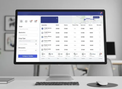 Computer showing freight rate comparison tools