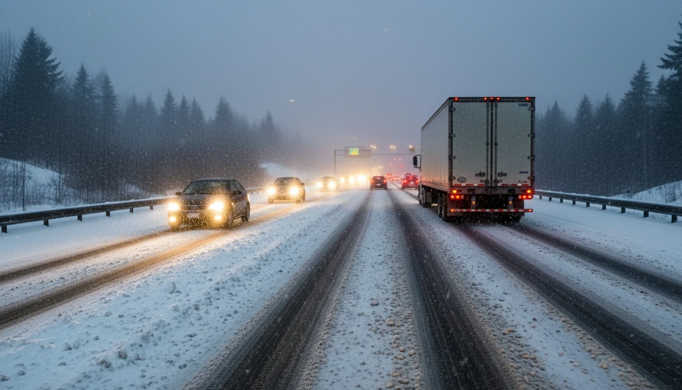 Winter weather conditions on a highway