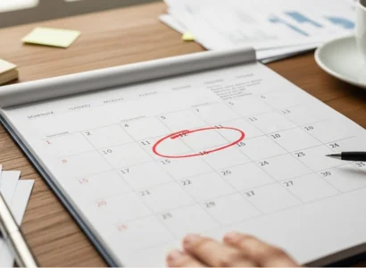 open calendar with a date circled in red marker