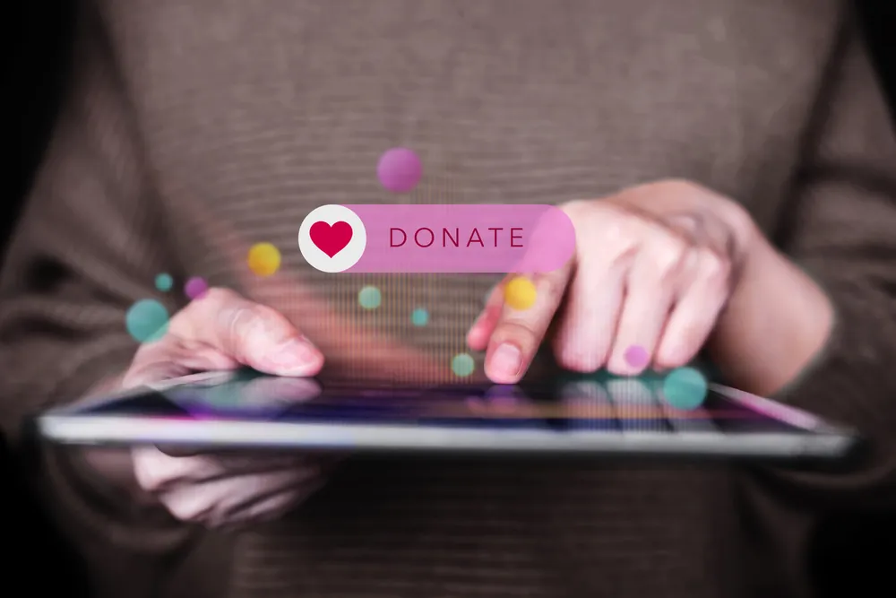 online donation on tablet