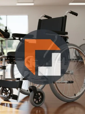 AI image of a wheelchair with the FreightCenter logo in the center