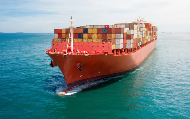 Toy Freight 101 cargo container ship with freight containers on top