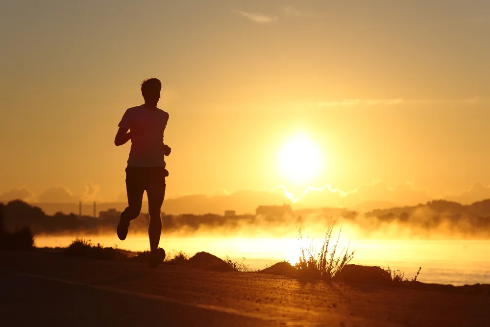 ALT man running at sunset