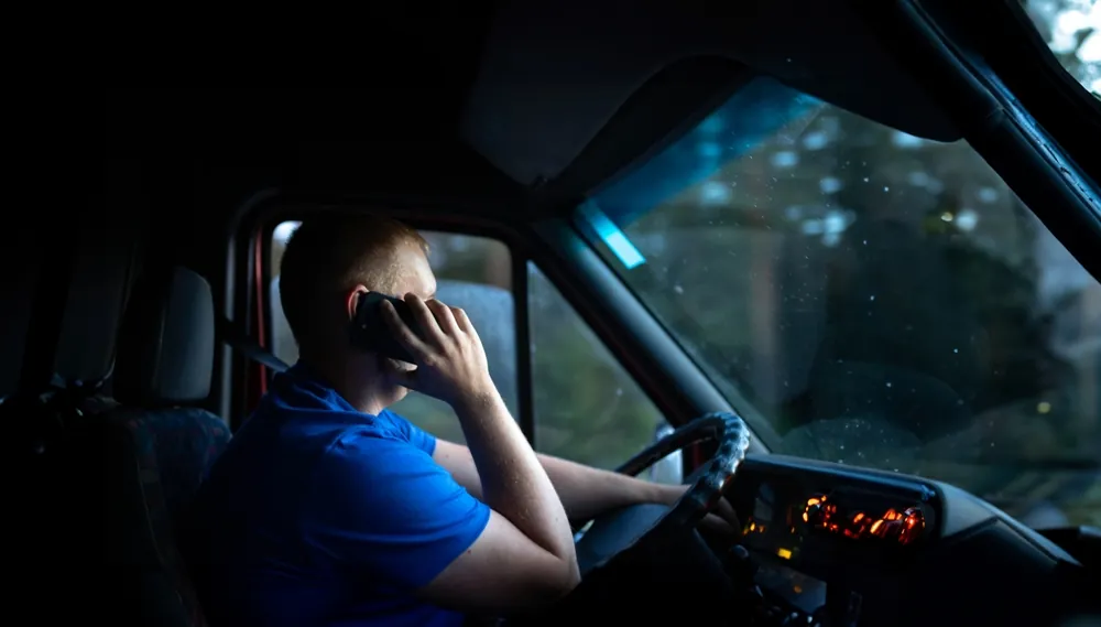 truck driver on the phone