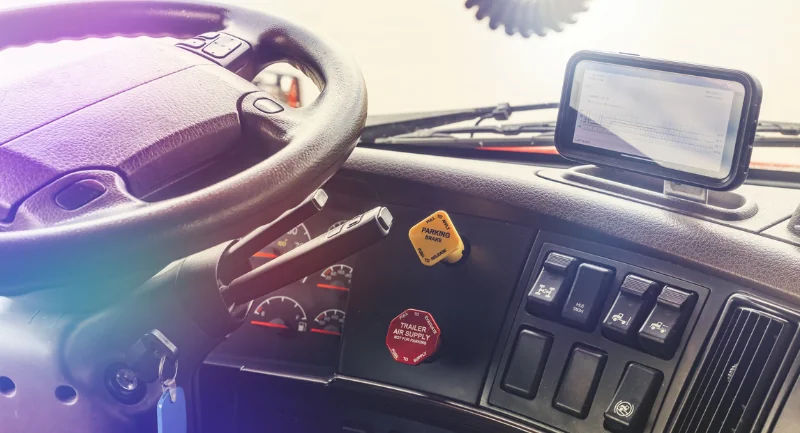 front dashboard and wheel of a vehicle