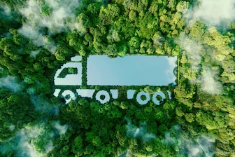 COMP abstract pond in shape of truck with trees around