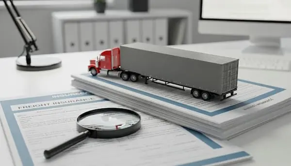toy semi trailer on a stack of papers next to a magnifying glass