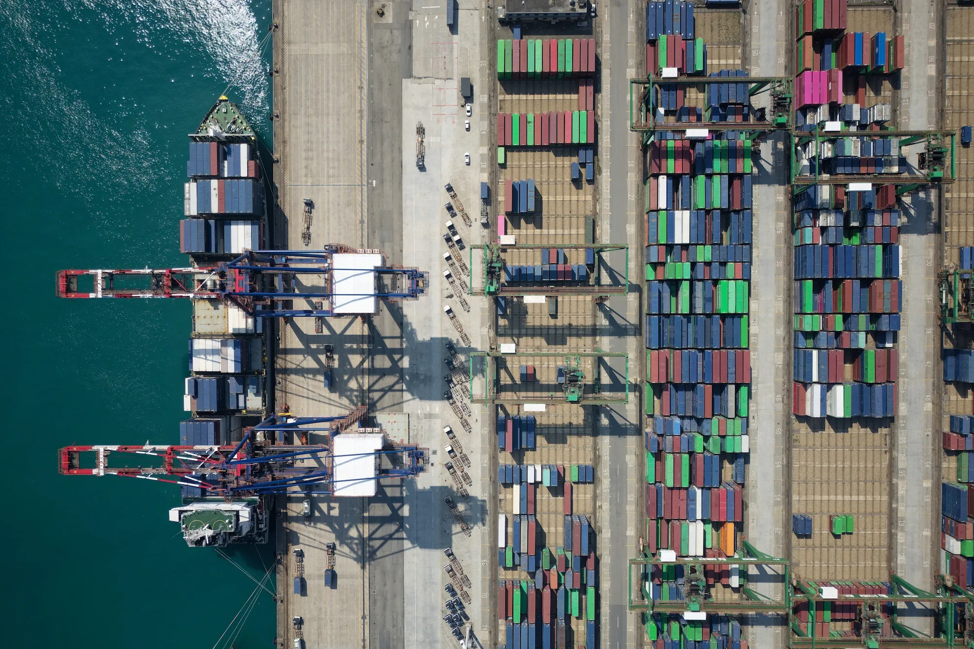 top down view of a container port