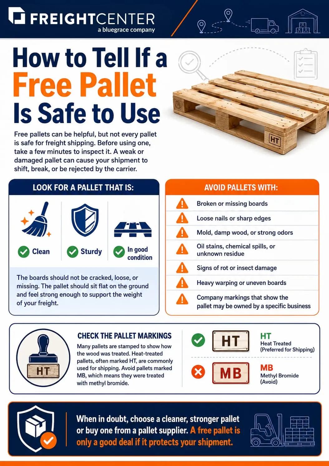 how to tell if a free pallet is safe to use infographic