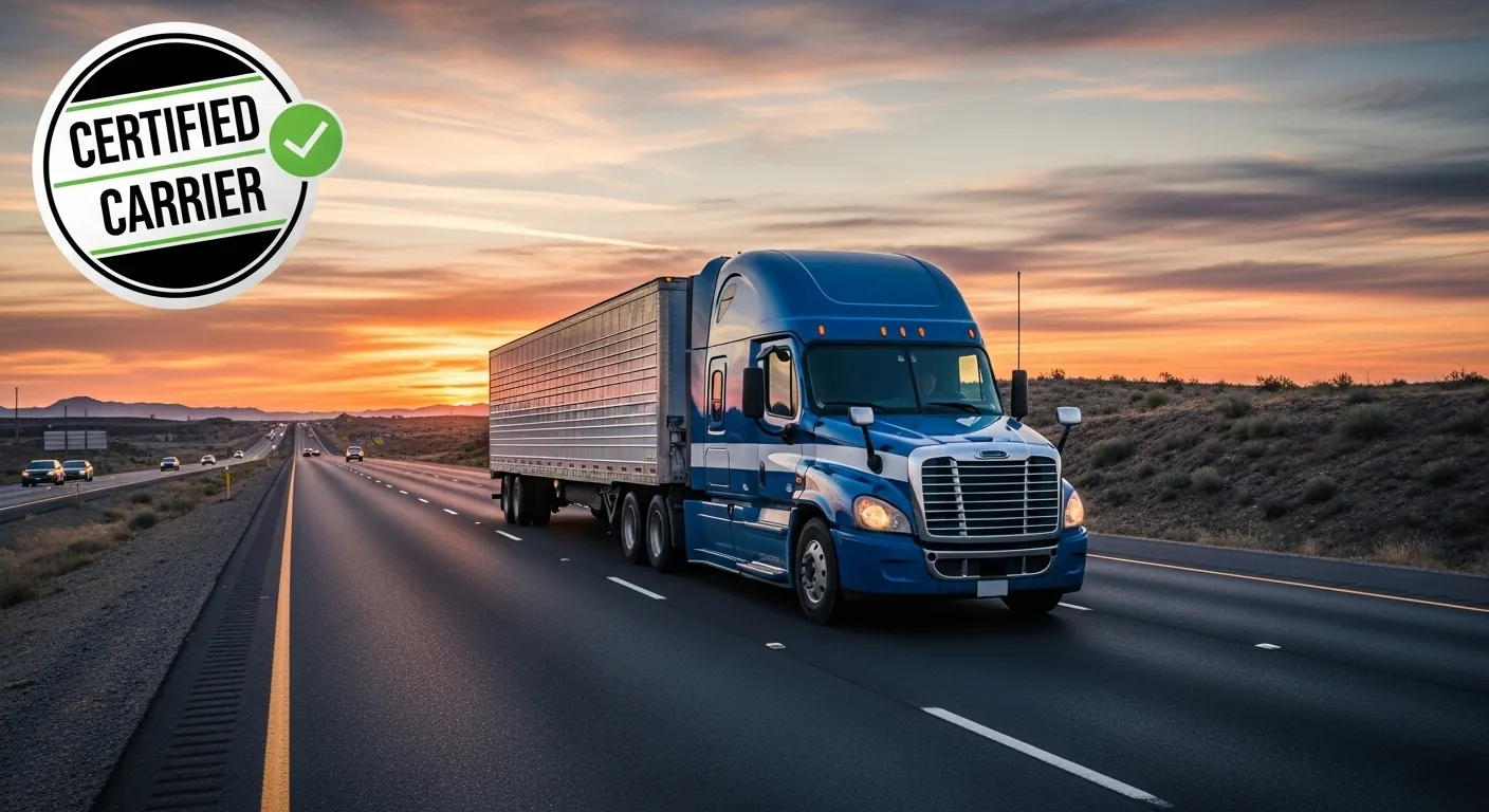 Certified Carrier Image with Certified Sticker blue truck