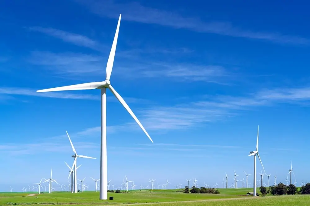 Clean Energy Logistics wind turbines of a clear sunny day
