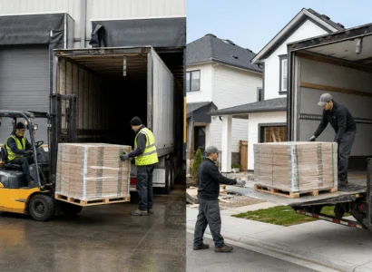 Industrial and residential floor tile deliveries in action
