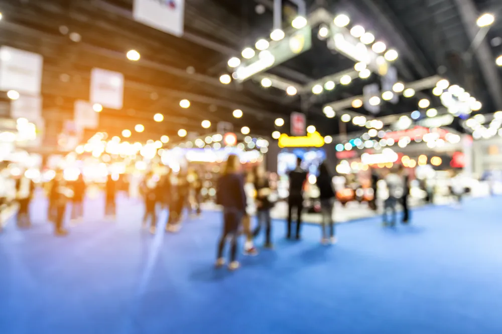 blurry convention floor