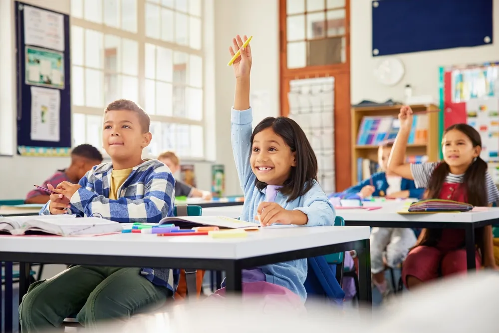 classroom of kids looking forward