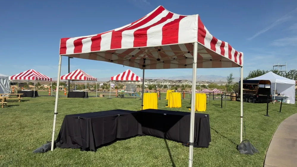red white striped tent outdoors