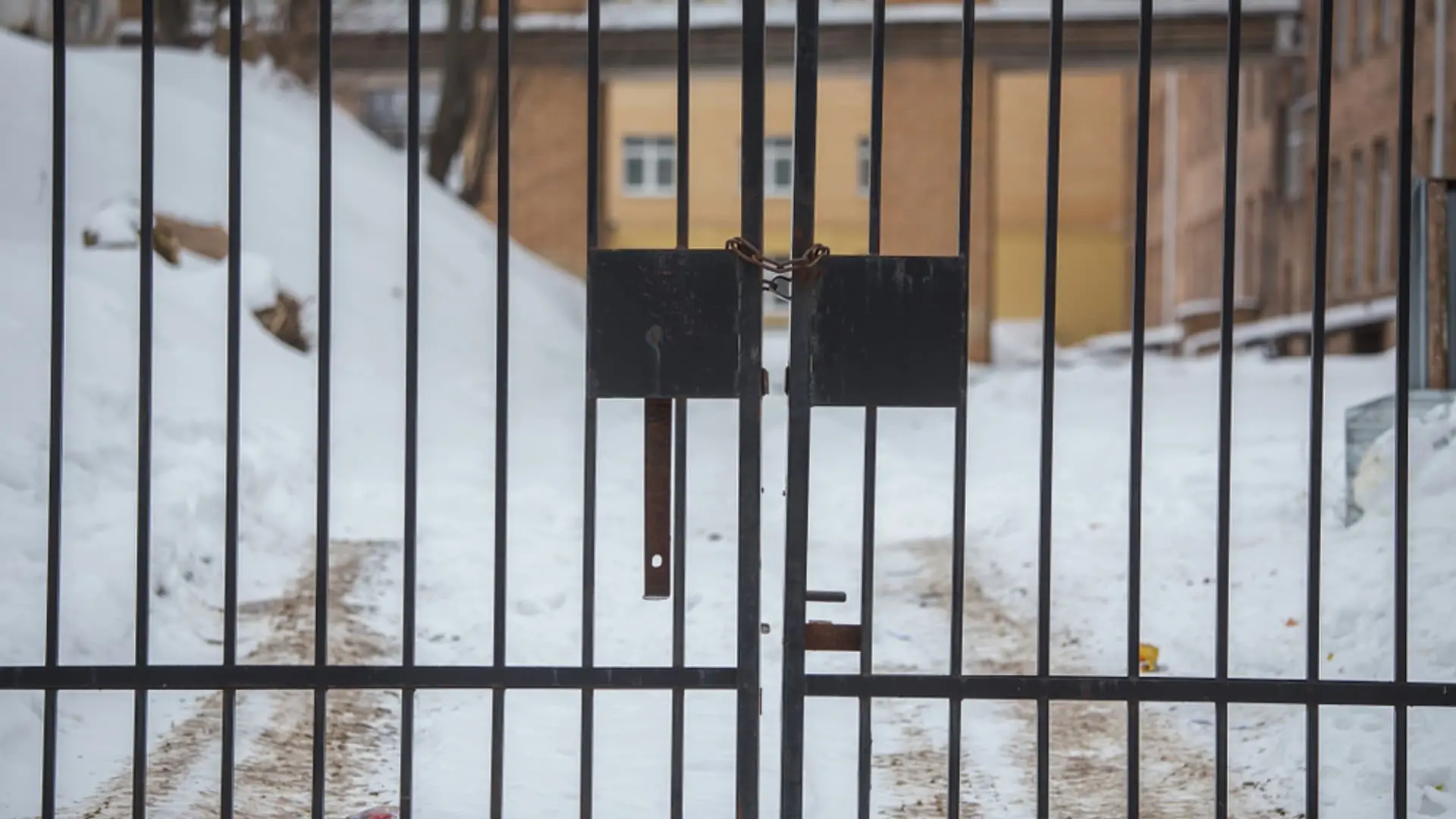 iron gate at the entrance to the school