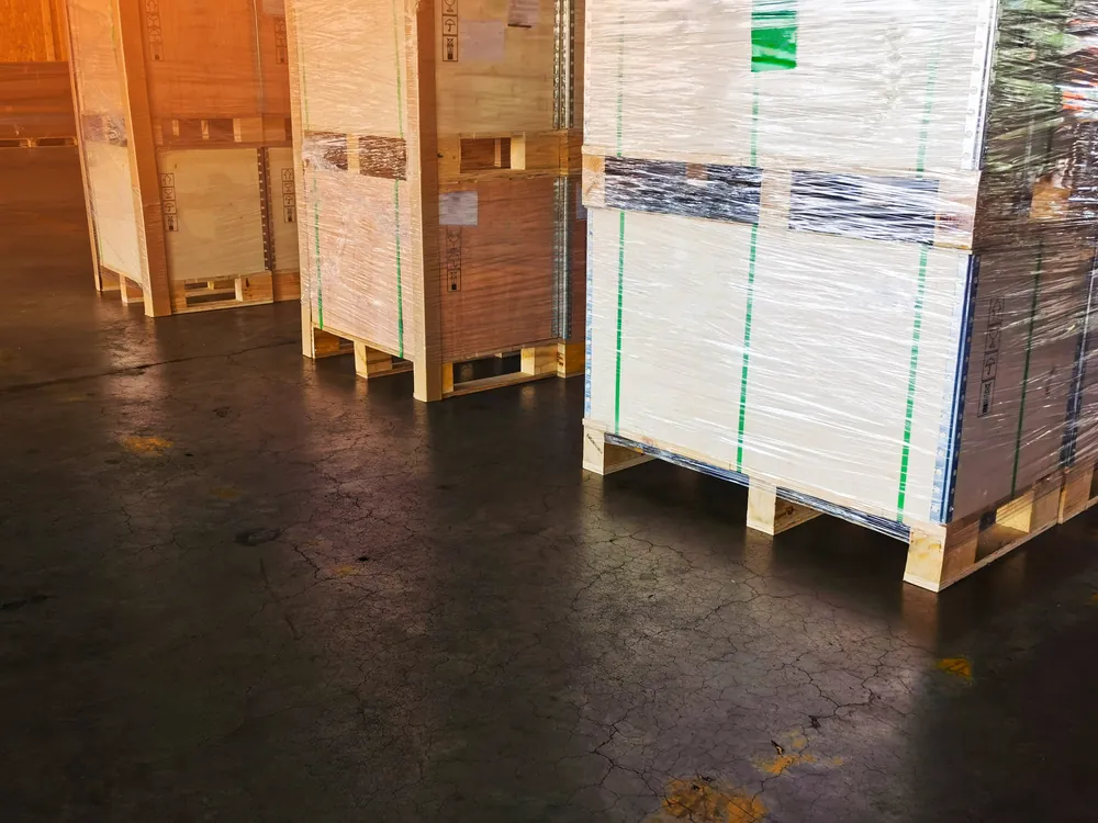 wrapped crate pallets
